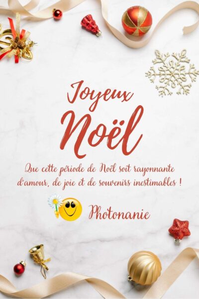 Carte de vœux joyeux noël photo moderne et élégant rouge